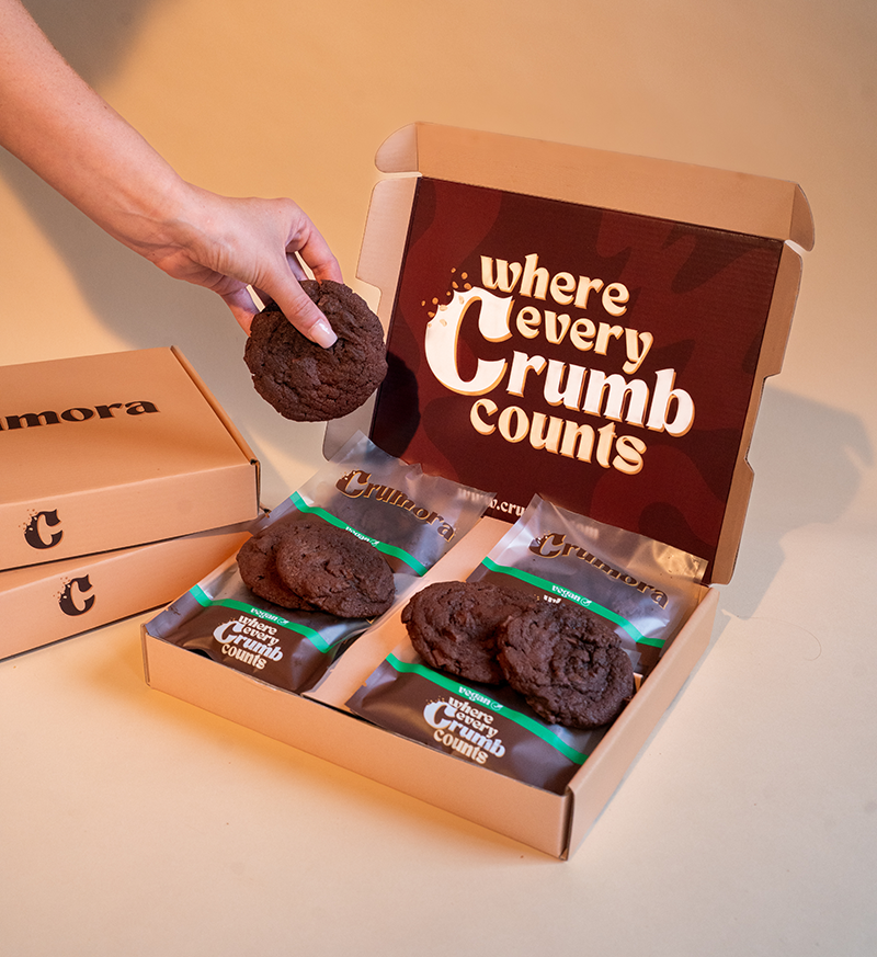 Crumora Vegan Fudge Cookies – luxury plant-based cookies, dairy-free and egg-free, baked fresh and delivered across the UK