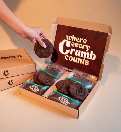 Crumora Vegan Fudge Cookies – luxury plant-based cookies, dairy-free and egg-free, baked fresh and delivered across the UK